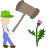 farmer smashing weeds
